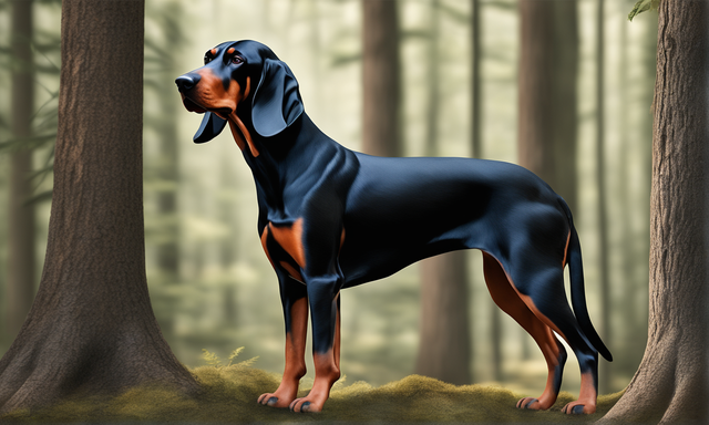 a-realistic-3d-with-high-details-black-and-tan-coonhound-in-the-forest