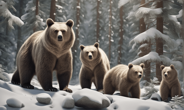 a-realistic-3d-with-high-details-family-of-bears-in-the-forest